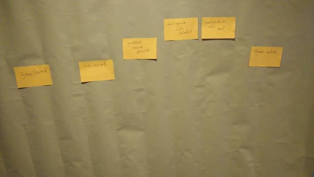 Photo of "live game" sub domain events. We can see events 'Game started', 'Piece moved', 'Invalid move detected', 'Ambiguous rule detected', 'Feedback on rule sent', 'Game ended'